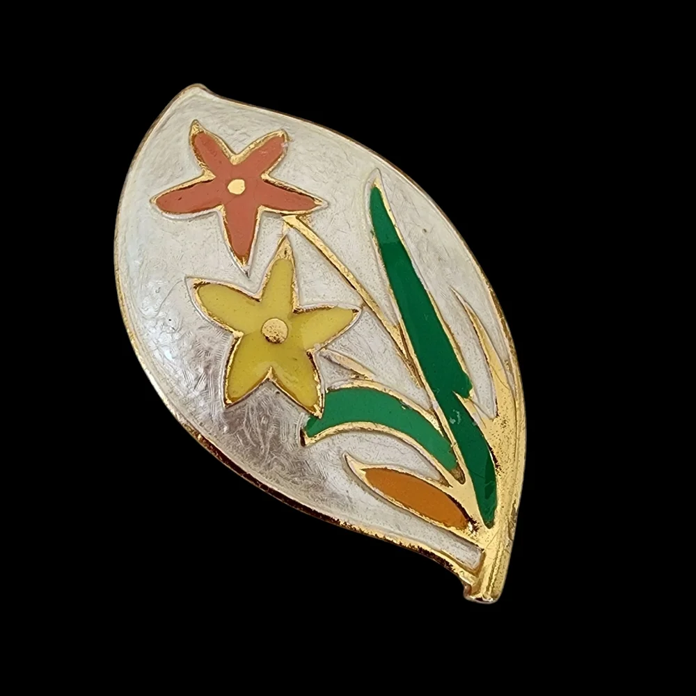 Park Lane vintage brooch pin pendant enamel flower brooch gold  A0252